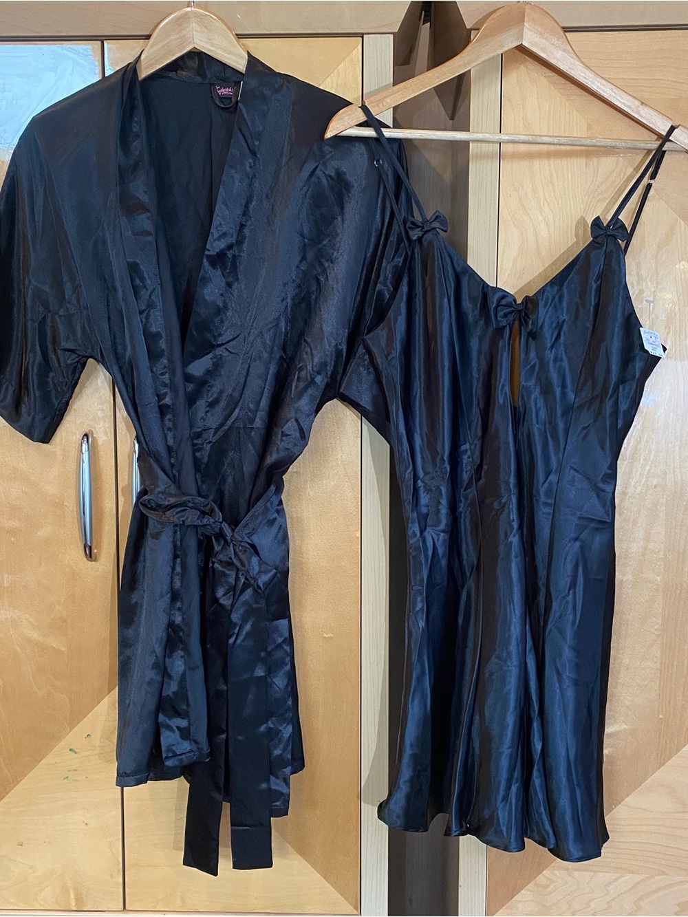 Fredericks Of Hollywood Lingerie slip Dress Nighty Set Bow Detail Black Size S/M